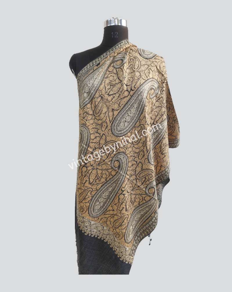 Pure Wool Embroidered Shawl/ Stole, Wedding Shawls VN2